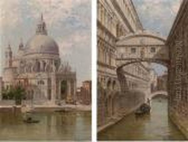 A Church Procession At Santa Maria Della Salute; And A Gondolier Atthe Bridge Of Sighs - view 1