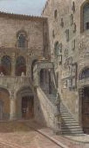 The Courtyard Of The Bargello, Florence The Courtyard Of The Bargello, Florence