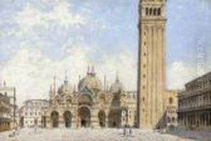 Piazza San Marco With A View Of The Basillica And The Campanile, Venice by Antonietta Brandeis
