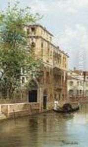 A Gondolier Passing The Palazzo Wanaxel