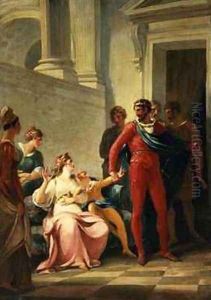 Leonites taking his son Mamilius away from his mother Act I Scene II from A Winters Tale by William Hamilton