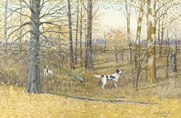 English Setters in a wood - view 1