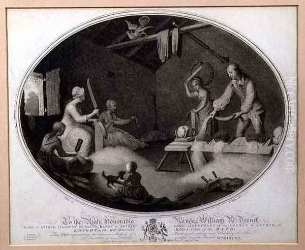 The Common Method of Beetling Scutching and Hackling the Flax plate IV of The Linen Manufactory of Ireland Plate IV - view 1
