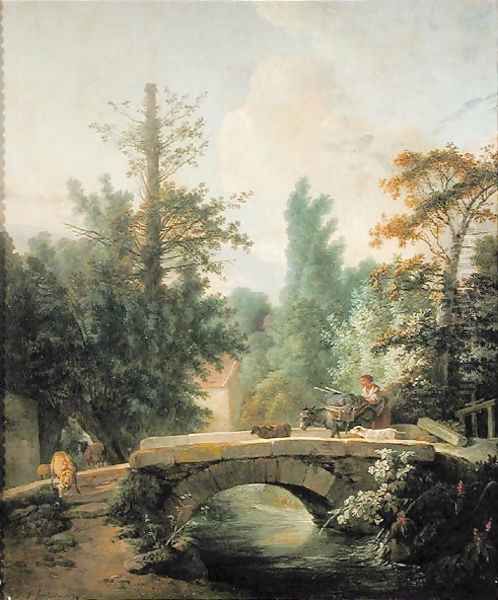Peasant and her Donkey Crossing a Bridge - view 1