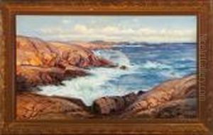 A Coastal Scenery With Cliffs. Signed