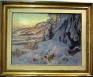Vinterlandskap. by Carl Brandt