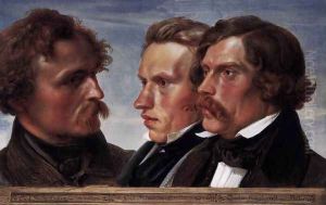 Carl Friedrich Lessing, Carl Sohn, and Theodor Hildebrandt 1839 by Julius Hubner