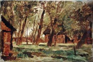 Farmstead under Trees by Thomas Ludwig Herbst