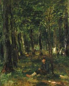 Young Farmer sitting in the Forest
