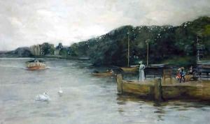 The Alster with the Steamboat Jetty at Raven Road by Thomas Ludwig Herbst