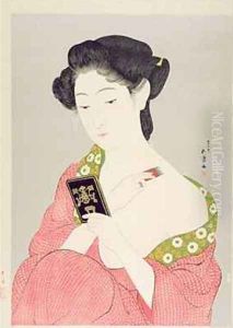A Woman in Nagajuban Powdering her Neck by Goyo Hashiguchi