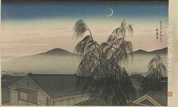 Evening Moon in Kobe Kobe no yoizuki Taisho era - view 1