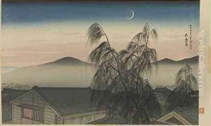 Evening Moon in Kobe Kobe no yoizuki Taisho era by Goyo Hashiguchi