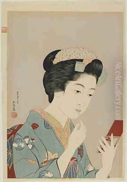 Woman Applying Lip Rouge Taisho era - view 1