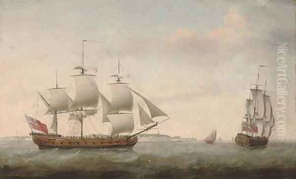 The merchantman Augustus Caesar in two positions in the Channel off Dover - view 1