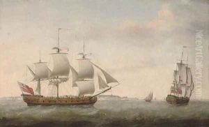 The merchantman Augustus Caesar in two positions in the Channel off Dover by Francis Holman