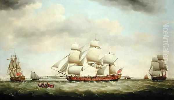 The East Indiaman General Coote in Three Positions off the Downs - view 1