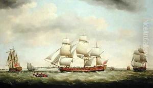 The East Indiaman General Coote in Three Positions off the Downs
