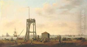 The 28-gun frigate Surpirze lying in Yarmouth Roads, probably during a visit to the port to revictual and take on water by Francis Holman