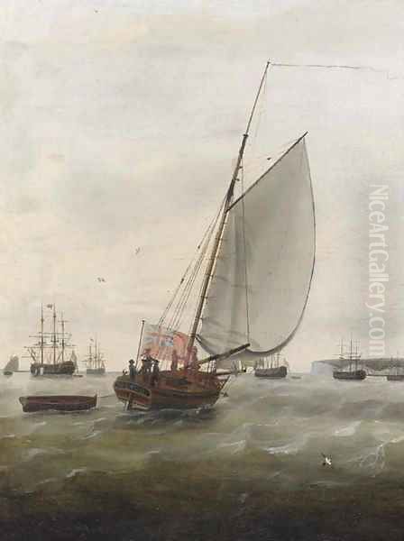 The cutter Mermaid running into the fleet anchorage at the Downs - view 1