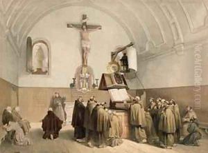 The Bell Ringers at the Oratory of the Capucines Bruges by Louis Haghe