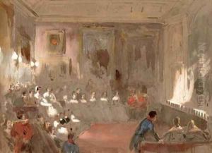 A theatrical performance in the Rubens Room, Windsor Castle