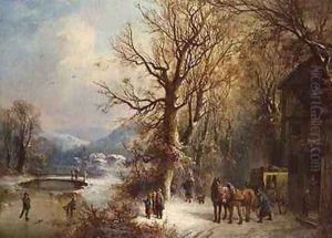 Coach and Horses in a Snowy Landscape