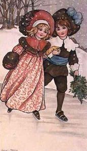 Girl and Boy Skating by Florence Hardy