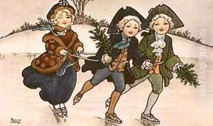 Two Cavaliers Victorian card by Florence Hardy