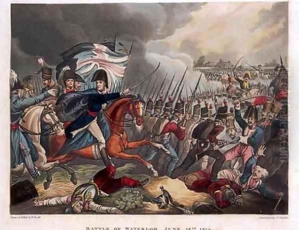 The Duke of Wellington 1769-1852 with troops advancing at the Battle of Waterloo - view 1