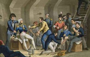 The Cockpit Battle of the Nile showing Nelson wounded in the battle