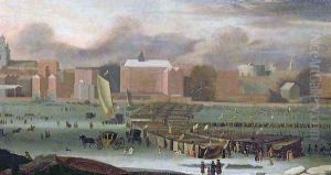 A Frost Fair on the Thames at Temple Stairs
