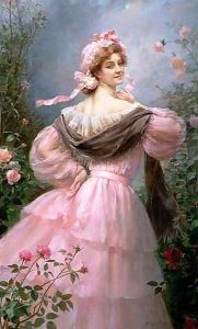 Elegant woman in a rose garden