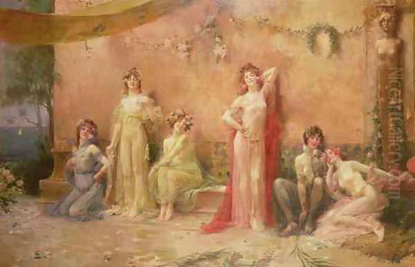 The Temptresses Before a Wall Covered with Graffiti - view 1