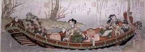 Sendai Group Triptych Three Heroes of the Kingdom of Shu by Gakutei Harunobu