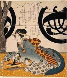 Beauty Viewing Flowers 2 by Gakutei Harunobu