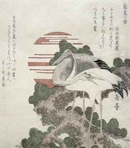 Crane Tsuru from the series 2 designs of Cranes and Turtles by Gakutei Harunobu