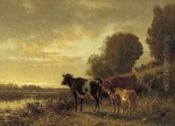 Sunset with Cows - view 1