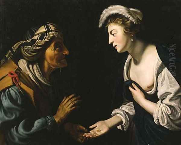 A young woman consulting a fortune teller - view 1