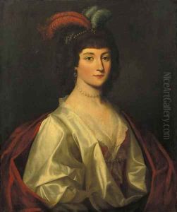Portrait of a noblewoman, said to be Sophie von Braunschweig Lunneburg, Kurfarstin of Hannover (1630-1714), half length, wearing a white silk dress by Gerrit Van Honthorst