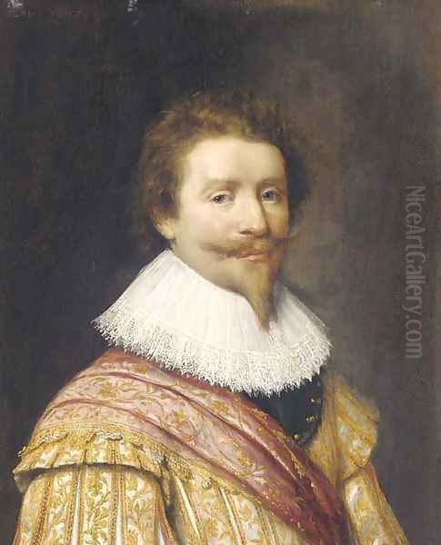 Portrait of a nobleman, possibly Frederik Henderick, Prince of Orange (1584-1647) half-length, in a gold embroidered coat - view 1