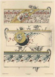 Flowers and flies plate 11 from Fantaisies decoratives by Jules Auguste Habert-Dys