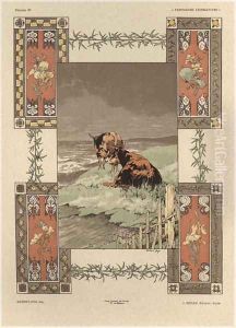 Cows plate 39 from Fantaisies decoratives by Jules Auguste Habert-Dys