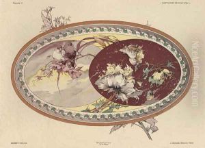 Birds and flowers plate 19 from Fantaisies decoratives by Jules Auguste Habert-Dys