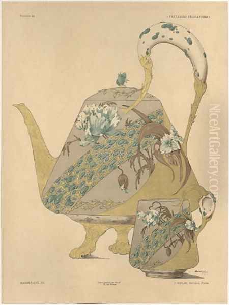 Teapot and cup plate 33 from Fantaisies decoratives - view 1