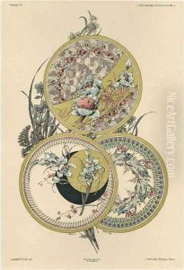 Flowers and flies plate 12 from Fantaisies decoratives by Jules Auguste Habert-Dys