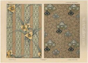 Flowers plate 34 from Fantaisies decoratives by Jules Auguste Habert-Dys