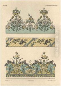 Floral patterns plate 44 from Fantaisies decoratives by Jules Auguste Habert-Dys