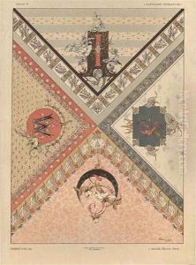 Letters plate 24 from Fantaisies decoratives by Jules Auguste Habert-Dys