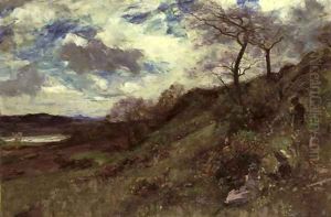 Children playing on a hillside by Joshua Anderson Hague